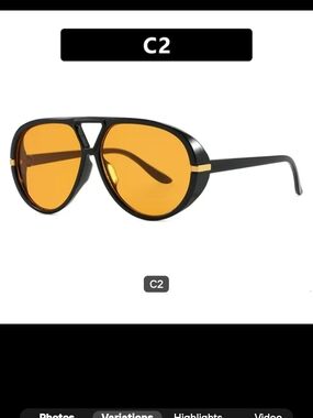 Ladirs Black Aviator Sunglasses with Amber Lenses